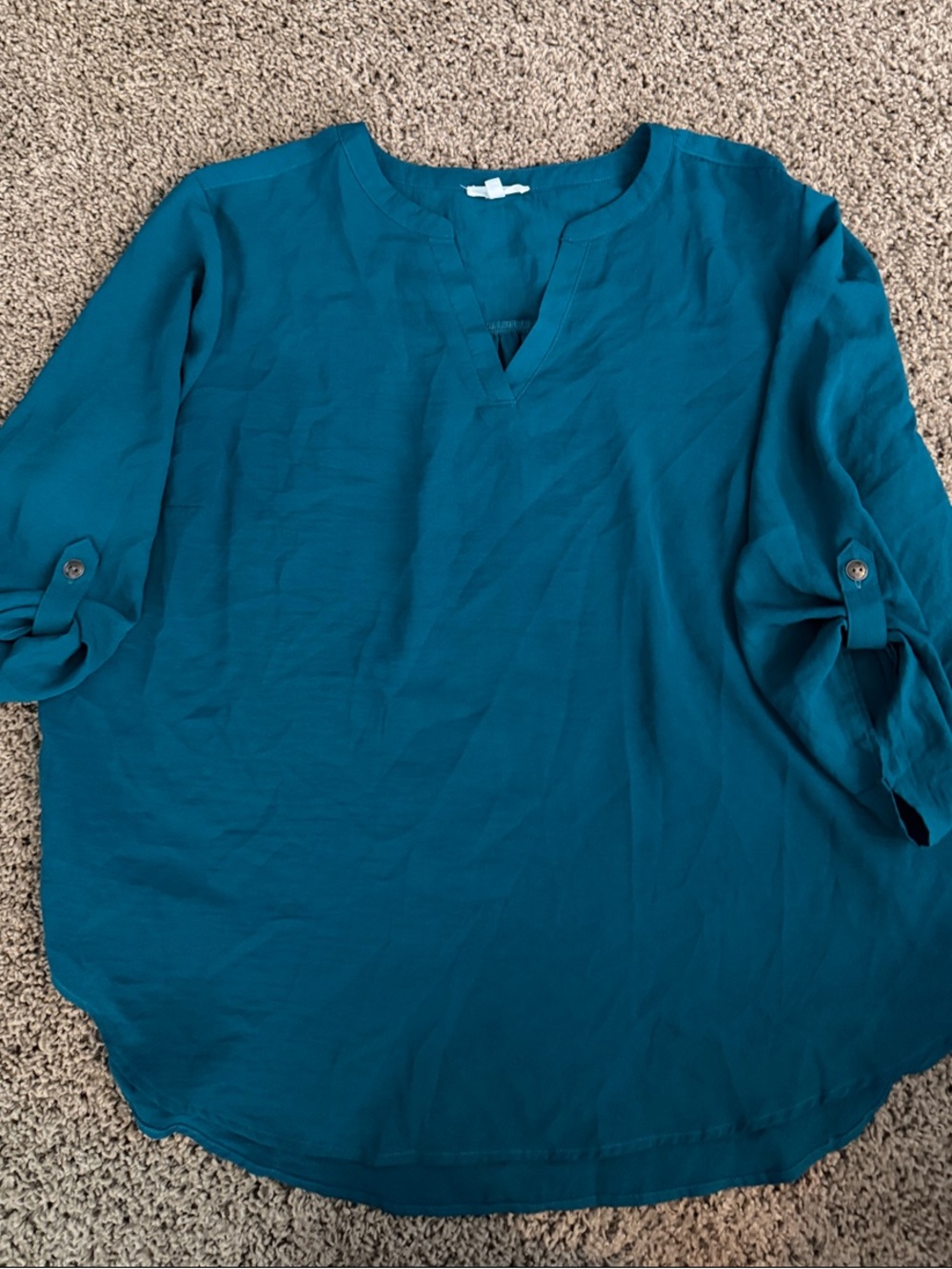 Maurices Teal Split V-Neck Tunic Top